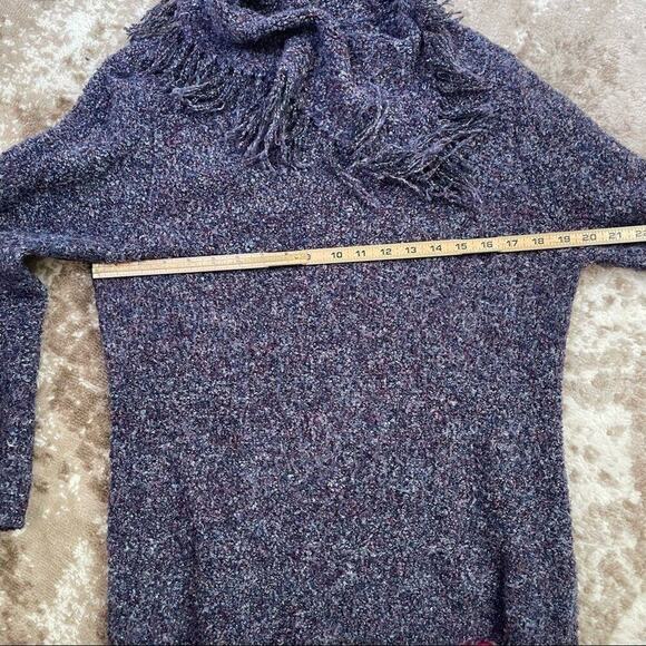 Hearts of Palm sweater purple purple fringe collared tasseled neck line SZ Lg - Picture 6 of 8